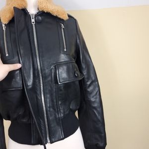 maje leather bomber jacket
